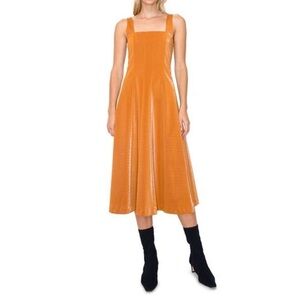 Nordstrom MELLODAY Midi Dress Sz S Croc Embossed Faux Leather in Camel Brown
